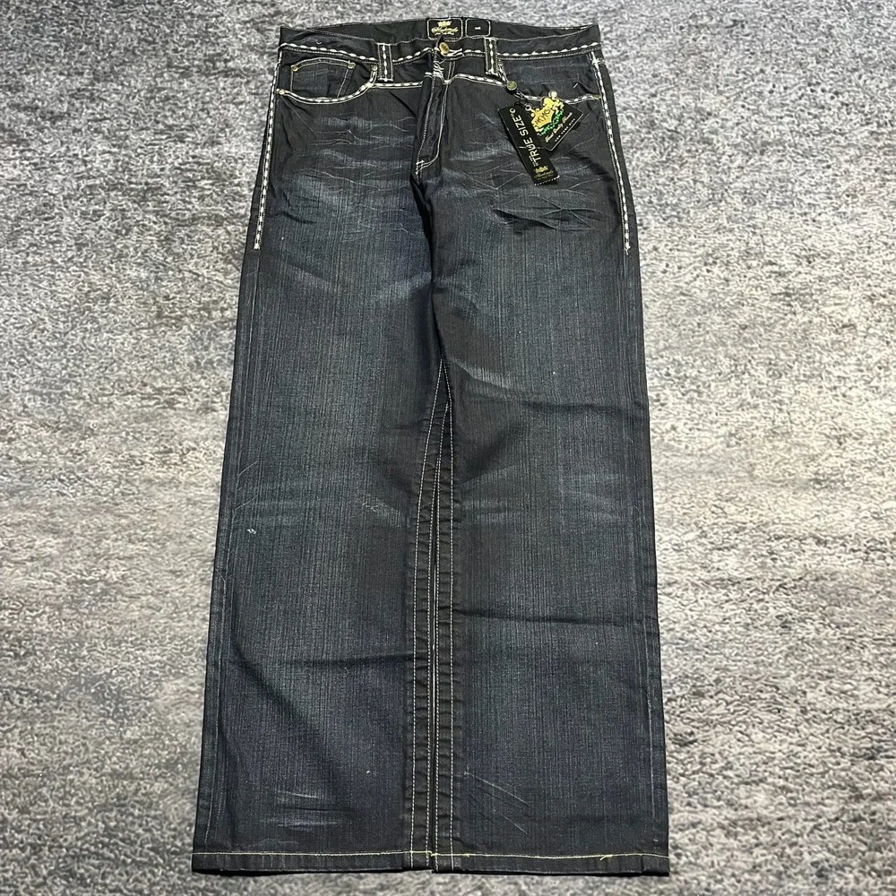 NWT Vintage Akademiks Jeans Mens 36x32 Embroidered Baggy Grunge Skater Y2K 2000s